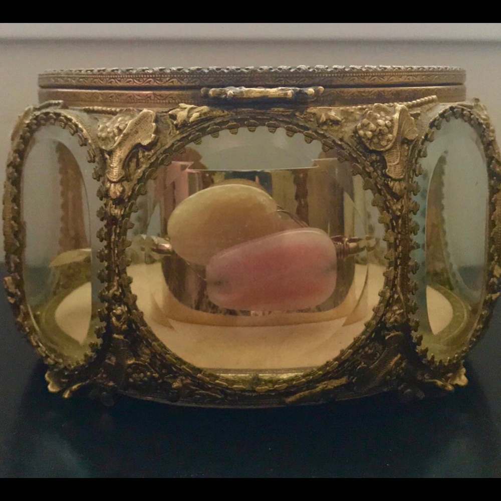 Gold Bangle yellow and corral decorative stones